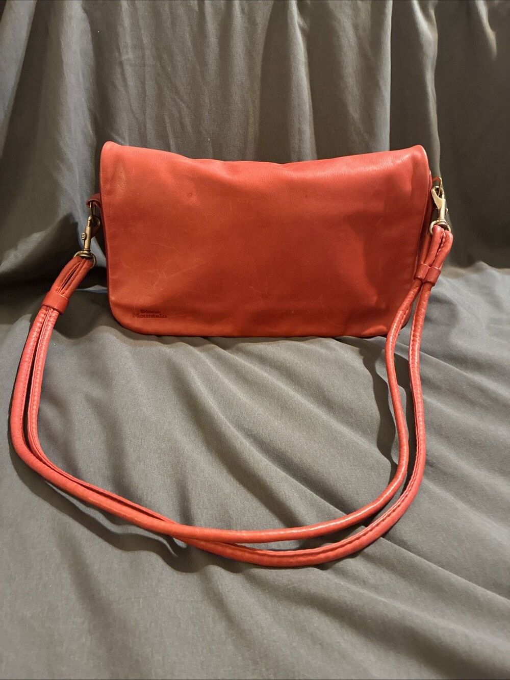 Stone Mountain Red Shoulder Bag Detachable Handle Genuine Leather Purse